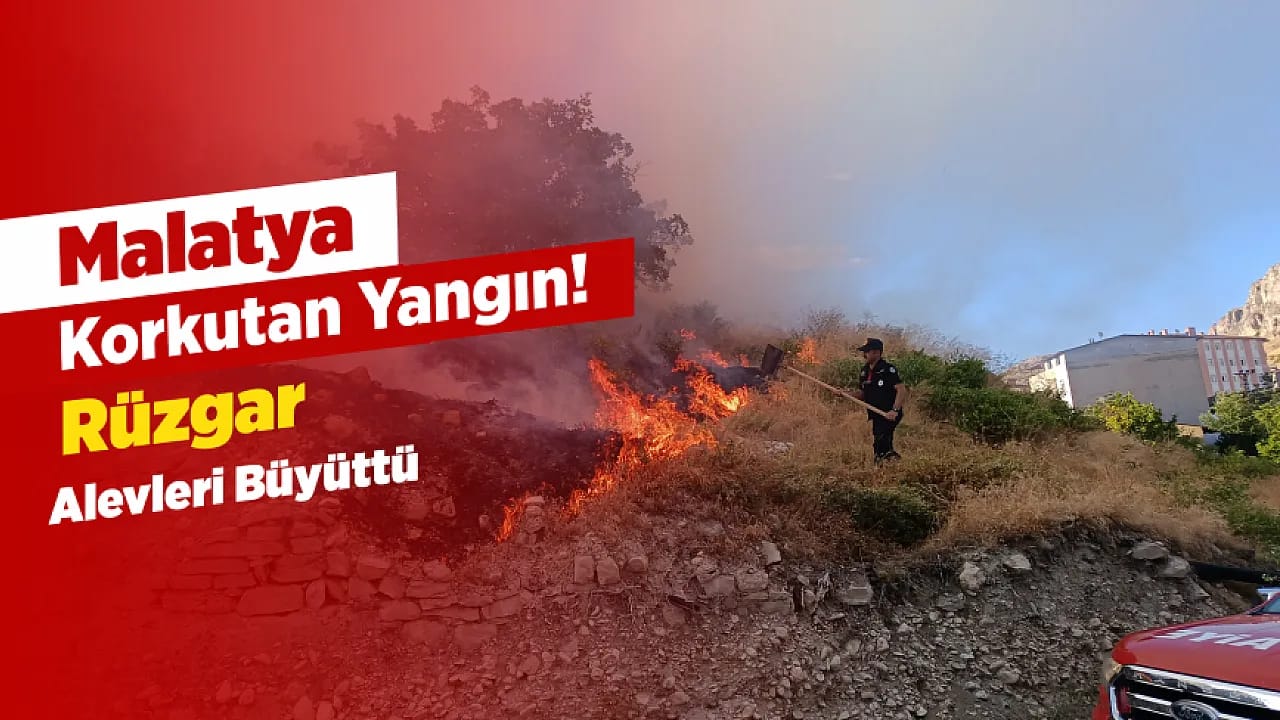 Darende'de Ot Yangını! Alevler Rüzgarın Etkisiyle Meyve Bahçelerine Sıçradı